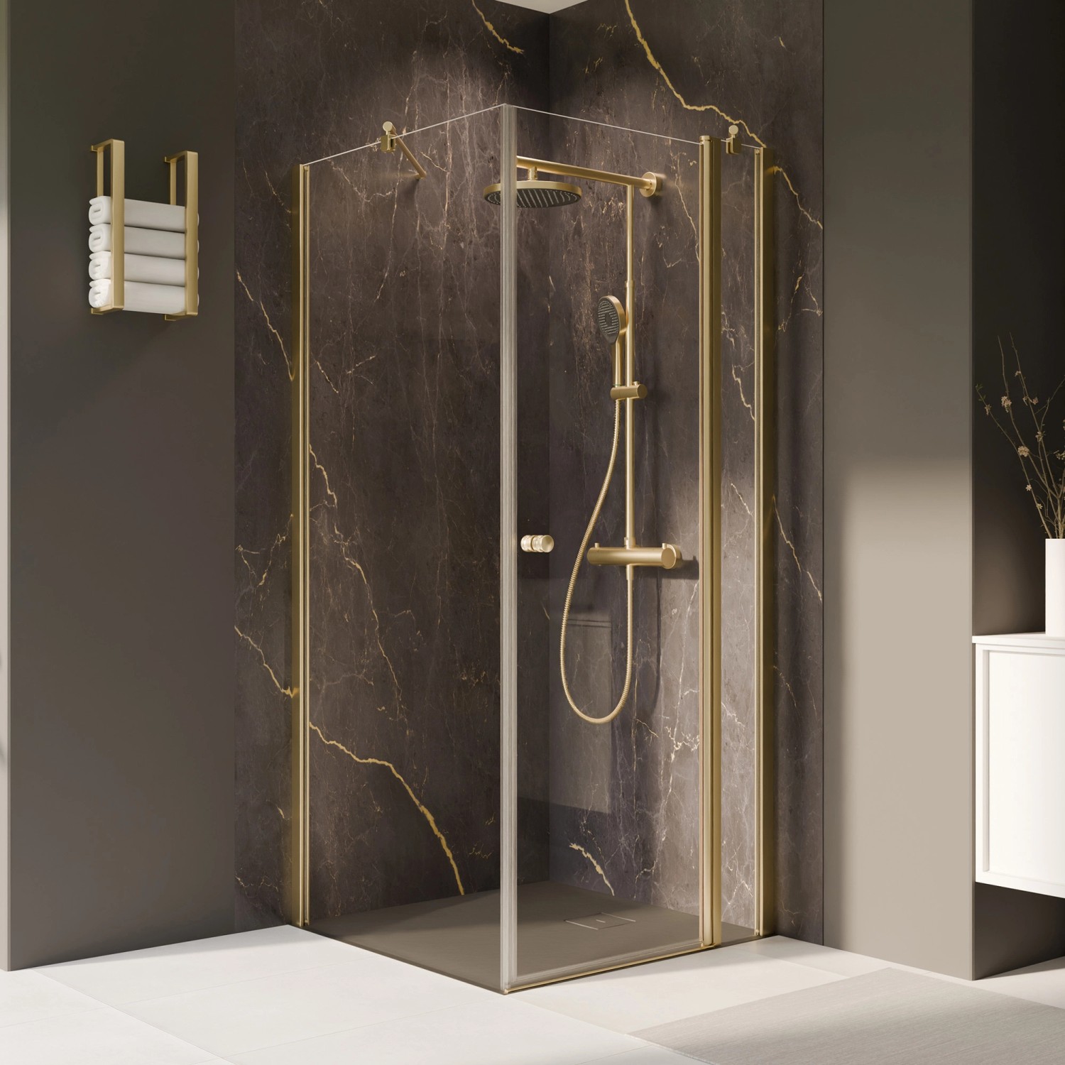 Breuer Drehtür Elana 2.0 mit Festteil für Seitenwand Klarglas 200x120 cm Rechts