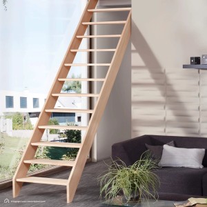 Treppen Intercon Holztreppe Casablanca Raumspartreppe Buche Massiv Naturbelassen Gerade Mit 80 cm Treppenbreite Ohne Geländer Ohne Setzstufen