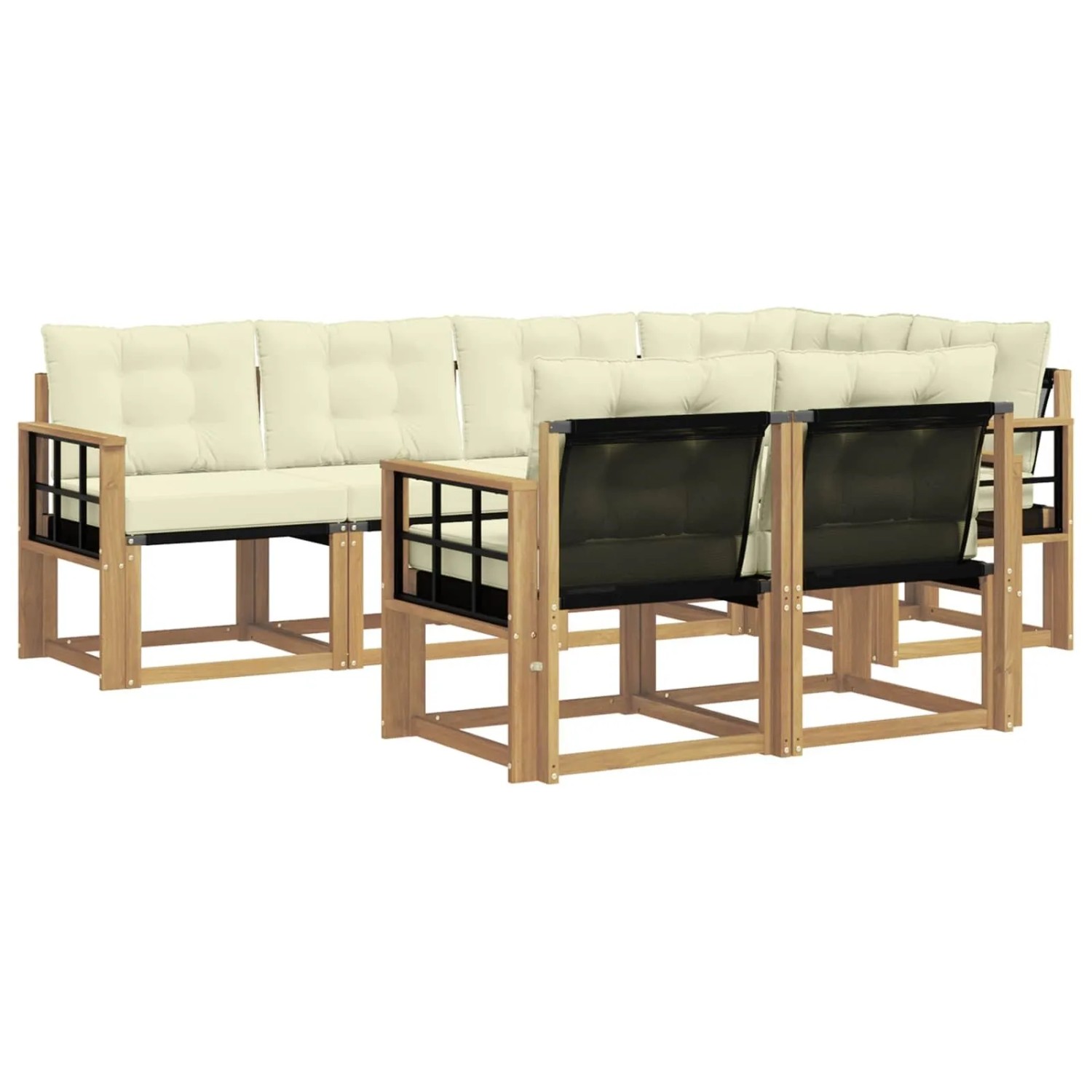 vidaXL Outdoor-Sofagarnitur mit Kissen 7-Tlg Weiß und Creme 3389576