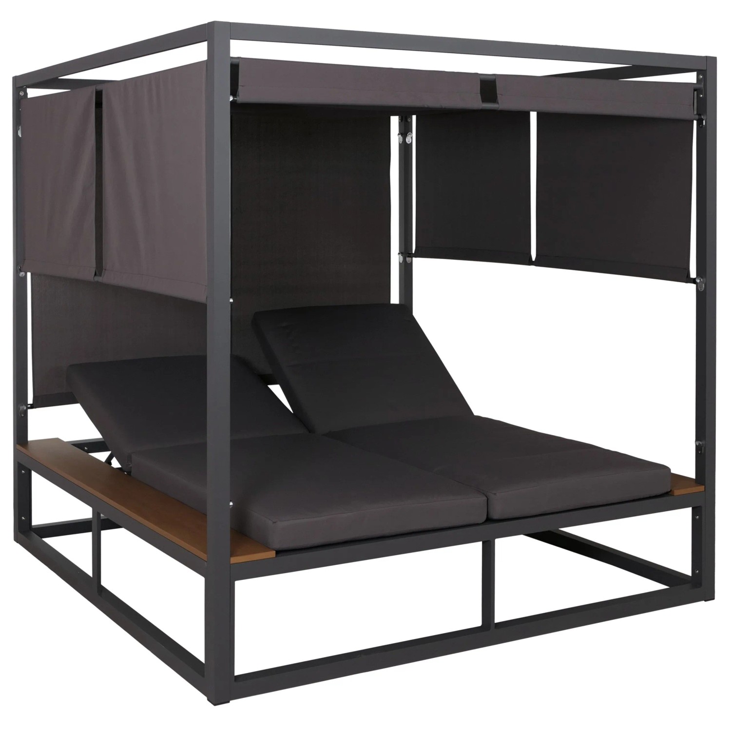 MCW Aluminium Lounge-Gartenliege M63b 10cm-Polster 200cm Dunkelgrau Polster Dunkelgrau