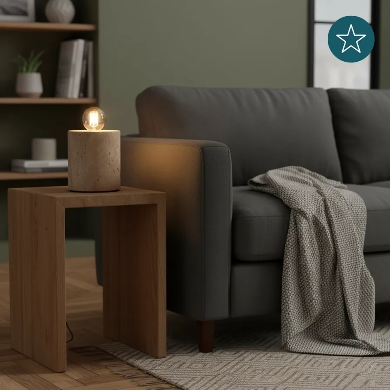 LUXULA Tischleuchte E27 Fassung Modern Design Nachttischleuchte Dekoleuchte Tischlampe Zement/Mamor Optik_6