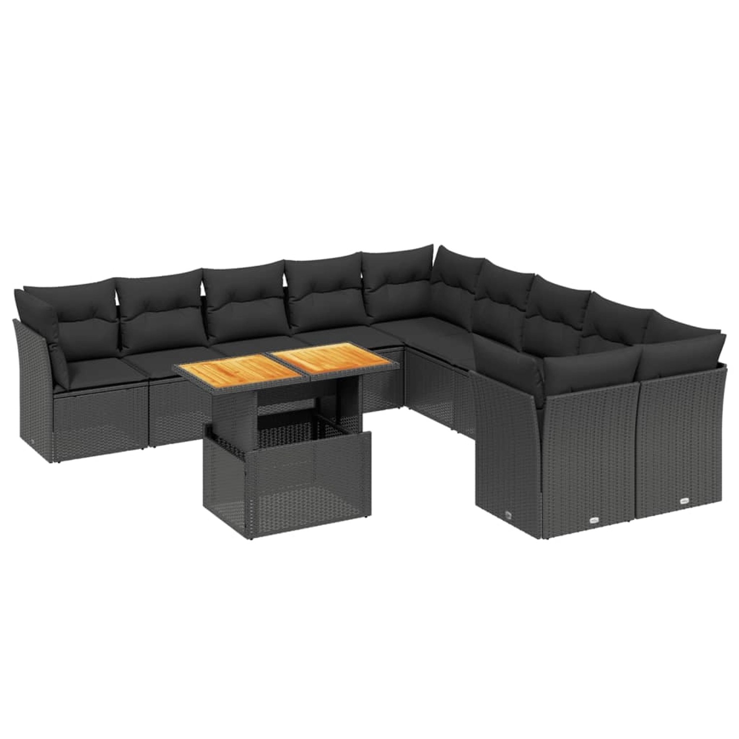 vidaXL 11-Tlg Garten-Sofagarnitur mit Kissen Schwarz Poly Rattan 3271041 günstig online kaufen