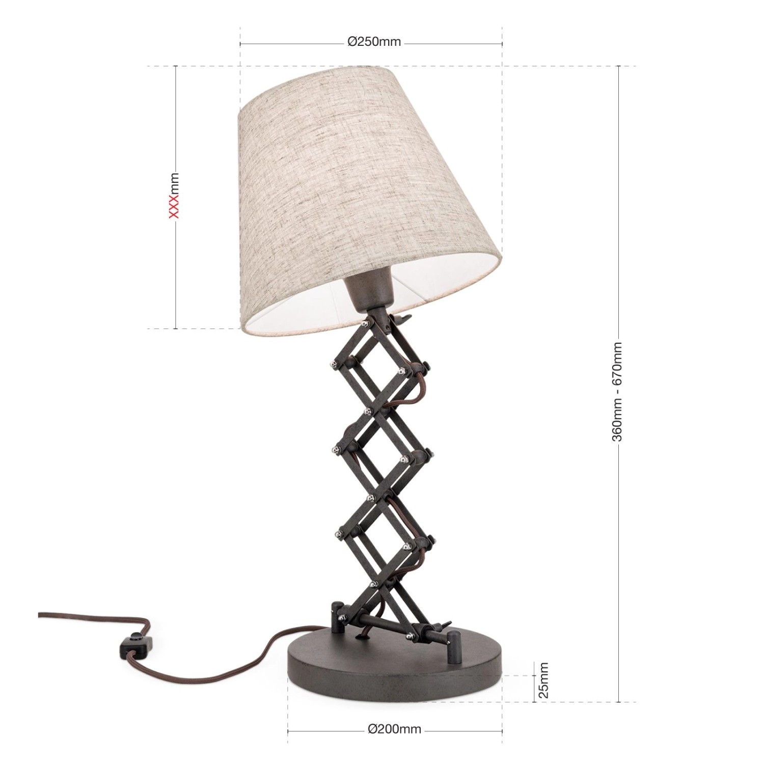 Orion Leuchten Tischleuchte Factory 1 x E27 Antik_5