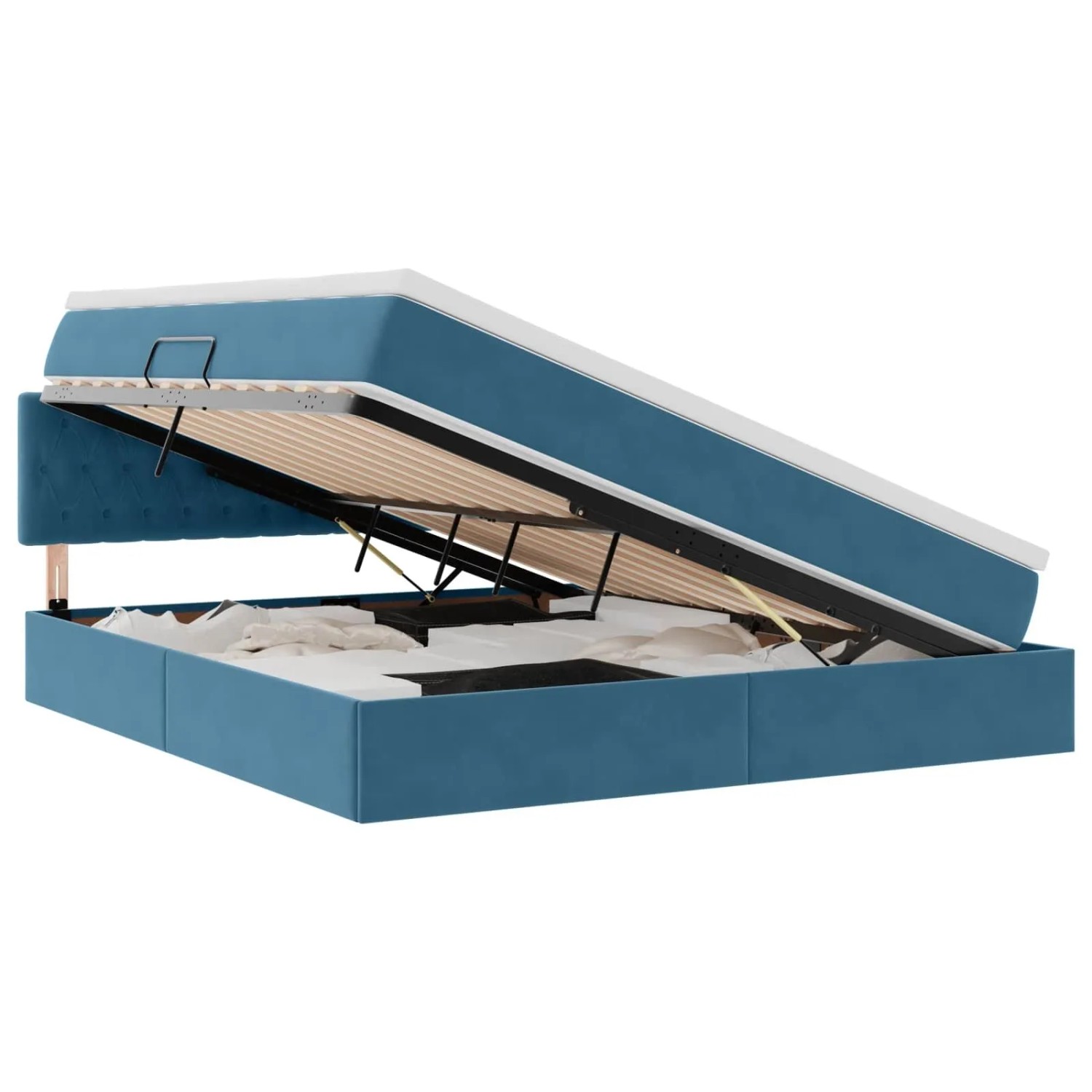 vidaXL Bett mit Stauraum und LED Dunkelblau 160 x 200 cm Samt 3371467