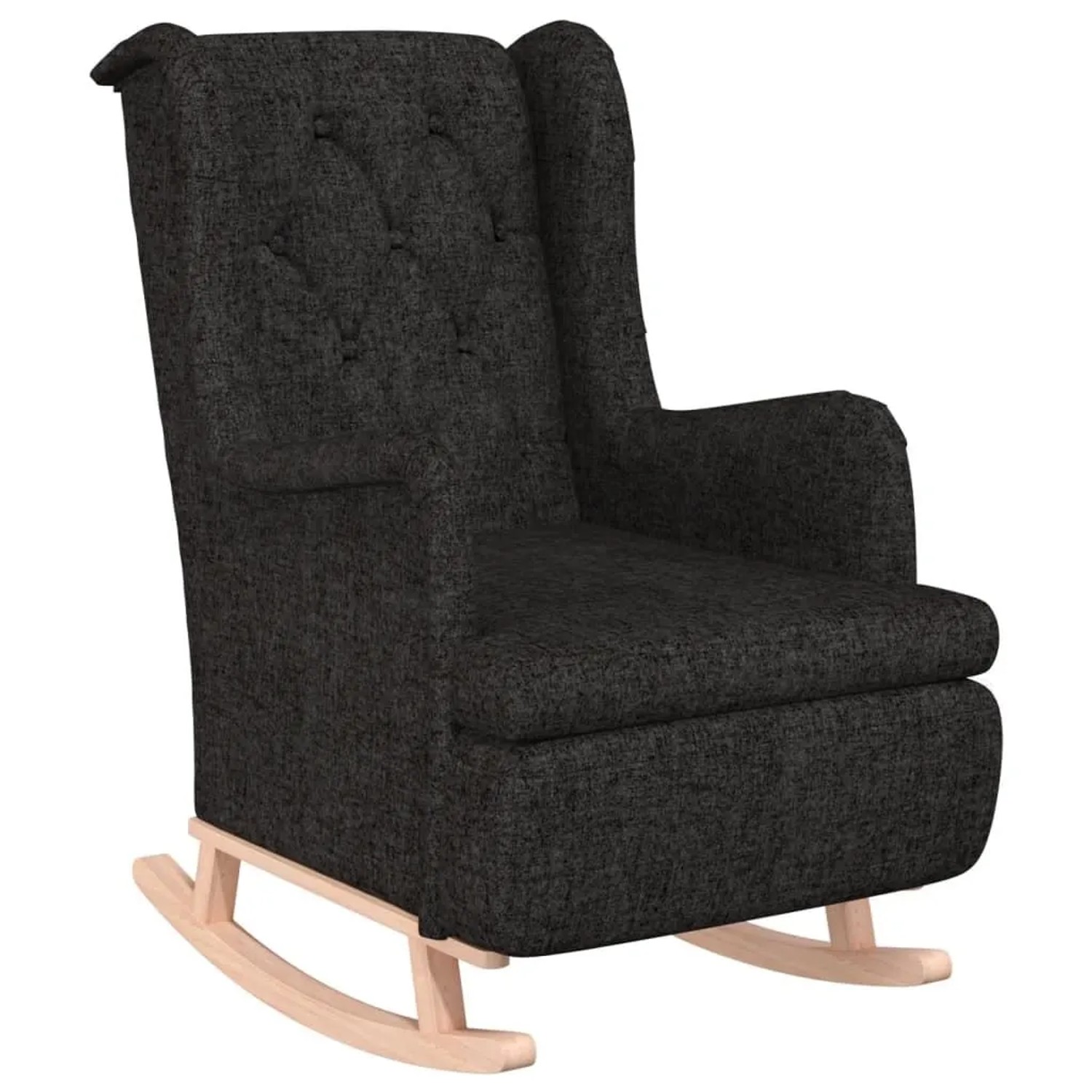 vidaXL Schaukelsessel mit Kautschukholz-Beinen Schwarz Stoff 329407