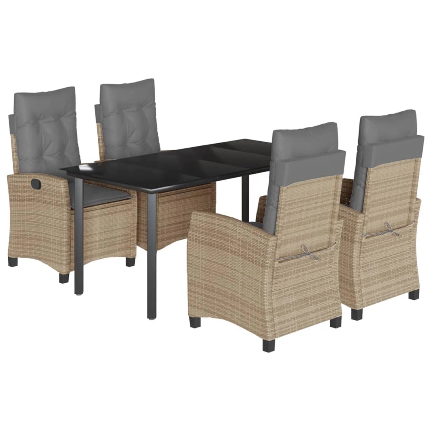 vidaXL 5-Tlg Garten-Essgruppe mit Kissen Beigemischung Poly Rattan 3212836 günstig online kaufen