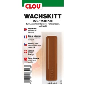 Clou Wachskitt Teak Hell zum Ausbessern von Holz, inklusive Spatel.