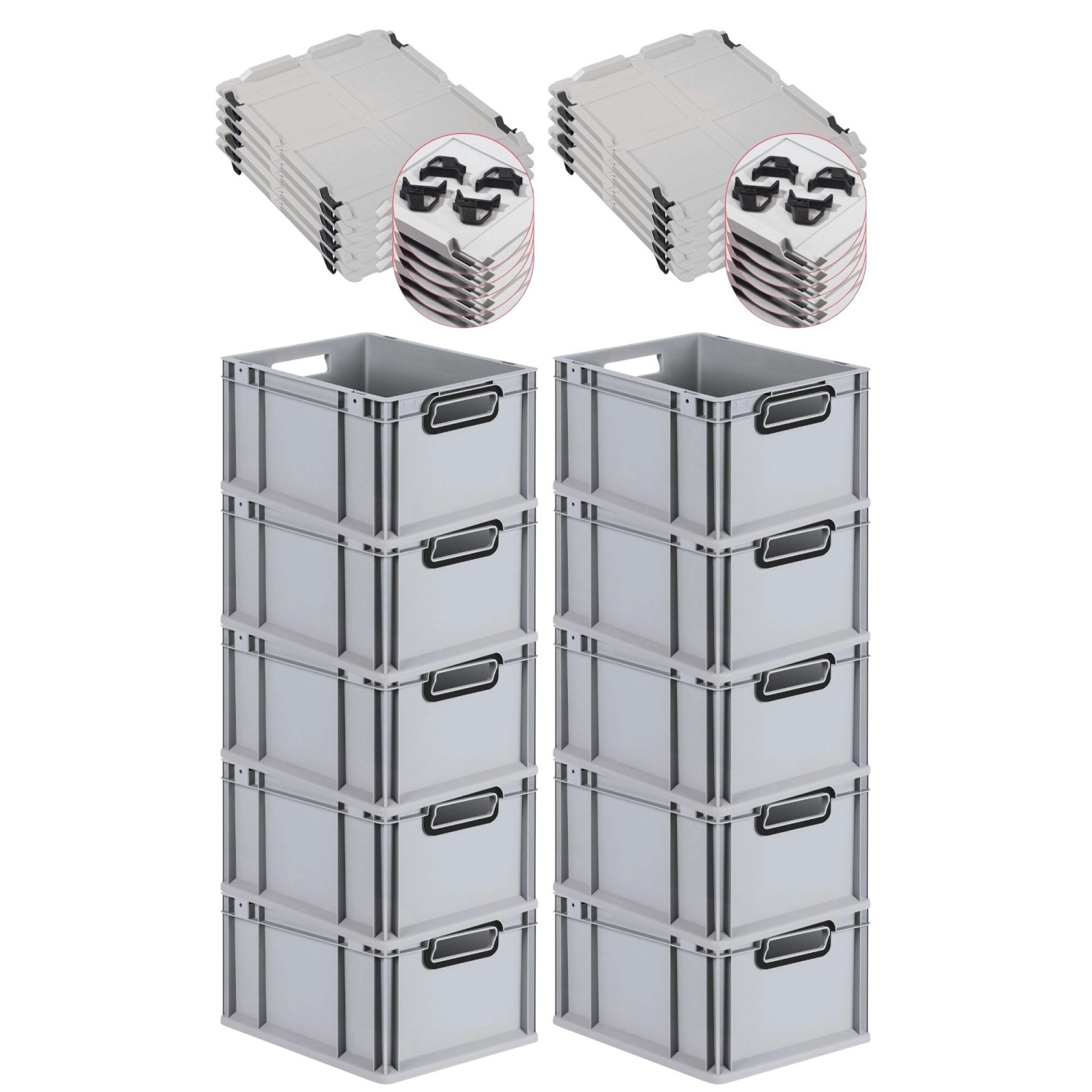 PROREGAL SparSet 10x Eurobox Nextgen Color Mit Auflagedeckel HxBxT 22x30x40 günstig online kaufen