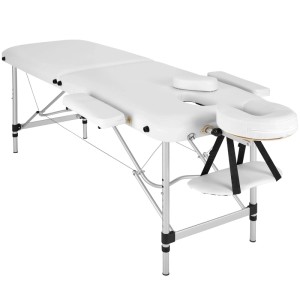 Tectake 2 Zonen Massageliege Set  Breite 61 cm  Polsterung 4 cm Inklusive Lagerungsrollen und Tragetasche  210 x 95 x 89 cm Weiß