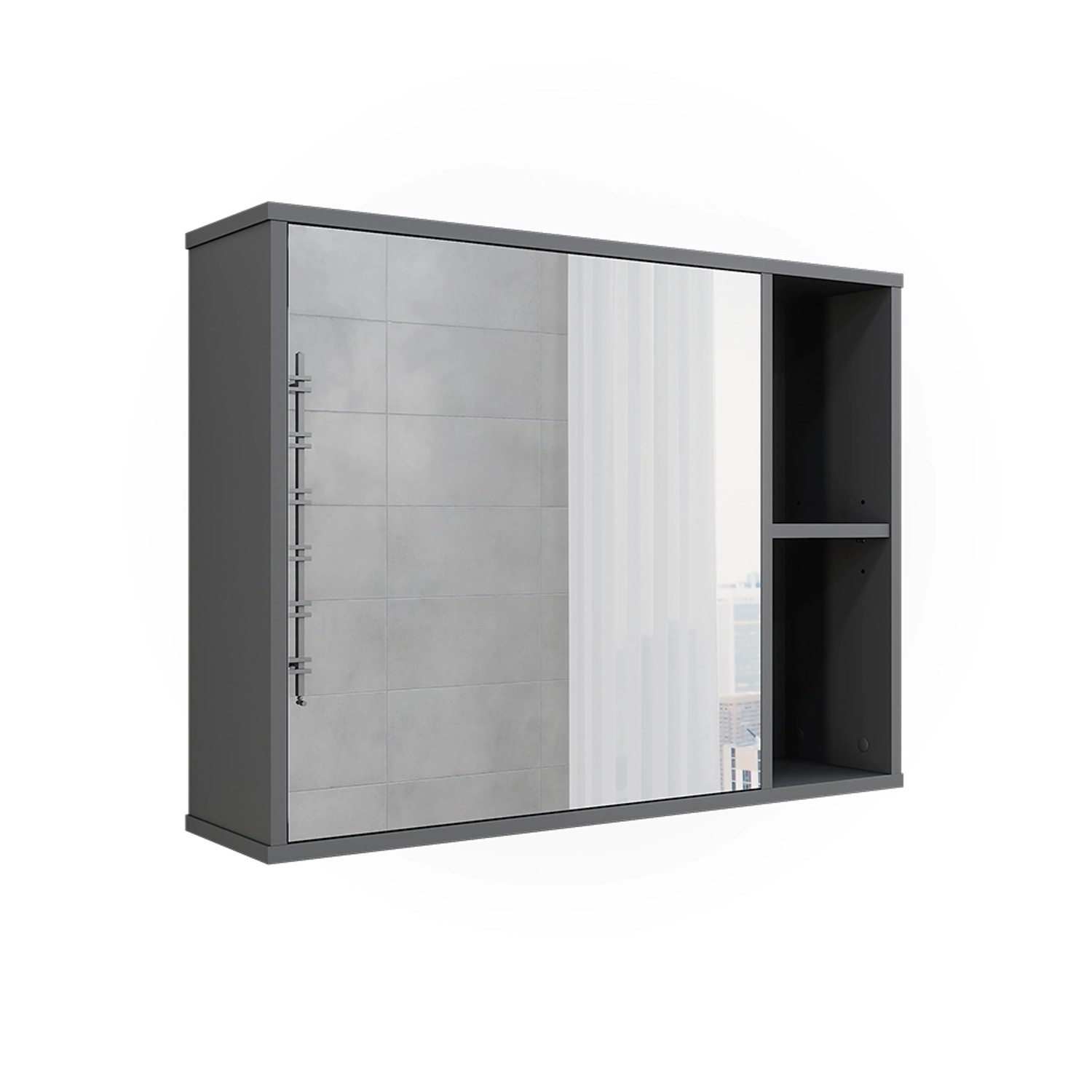 Vicco Badspiegelschrank Leano Anthrazit 80 x 60 cm