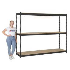 PROREGAL Schwerlastregal Wood Yeti, 200x180x60 cm, anthrazit, mit 3 Böden und einer Traglast von 400 kg pro Boden.