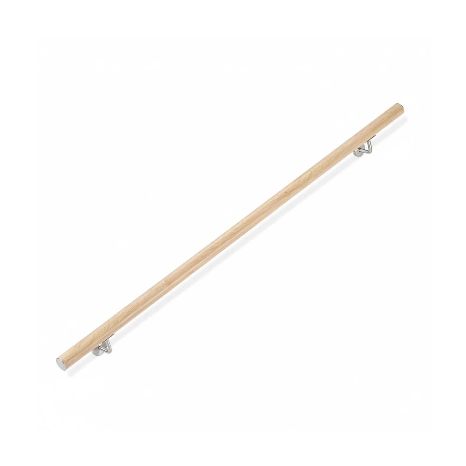 Relaxdays Handlauf Aluminium Buche-Optik Rund mit Wandhalterungen 150 cm ø 4,2 cm