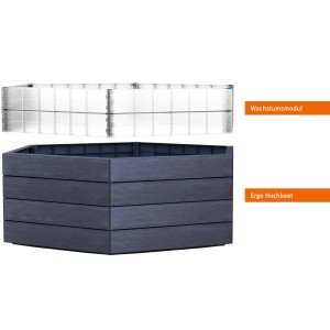 Garantia Ergo Turbo XL 75 Wood Hochbeet aus Kunststoff mit Wachstumsmodul, Holzoptik.