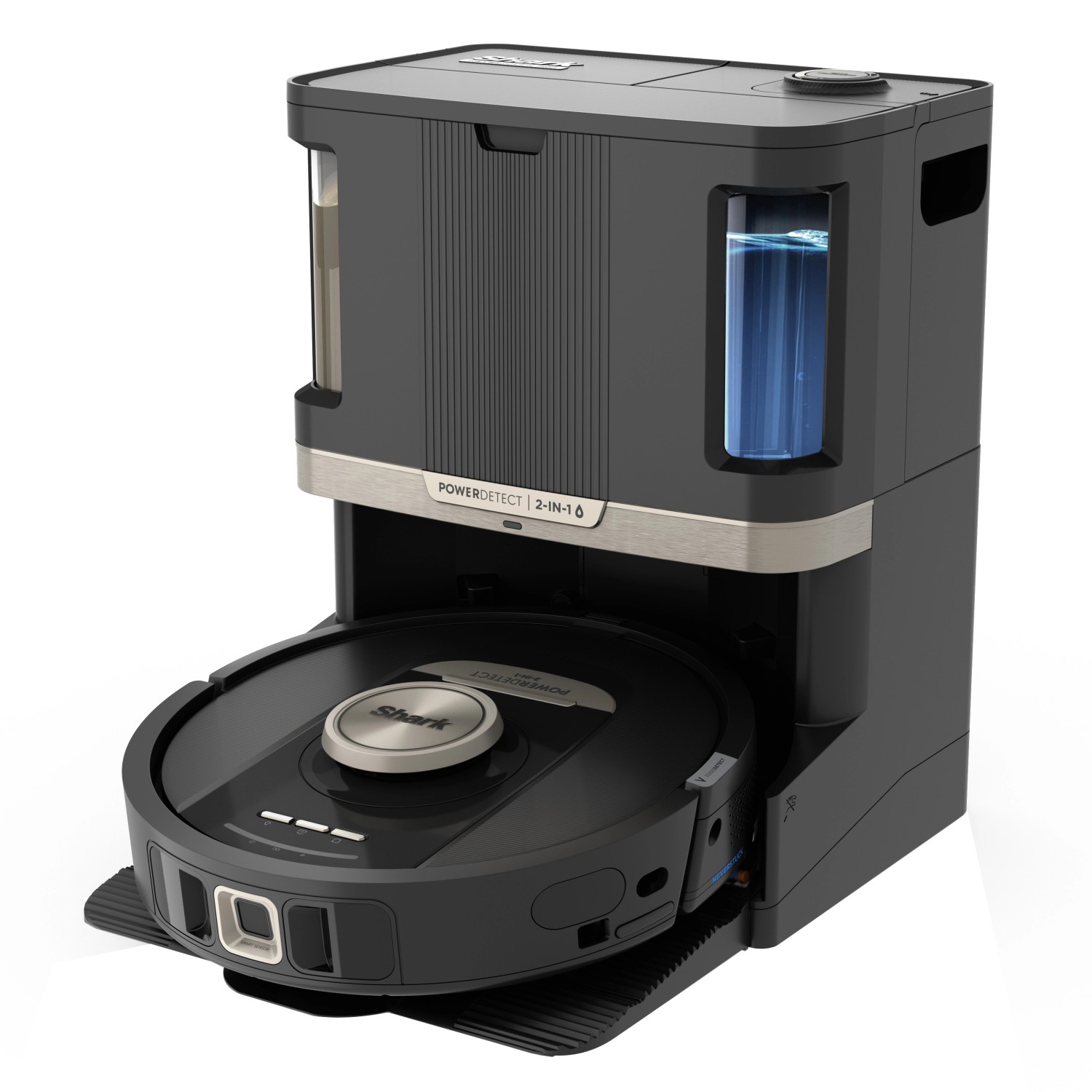 Shark Saug- und Wischroboter RV2800ZEEU mit Basisstation zur Selbstentleerung und Wasserbefüllung.