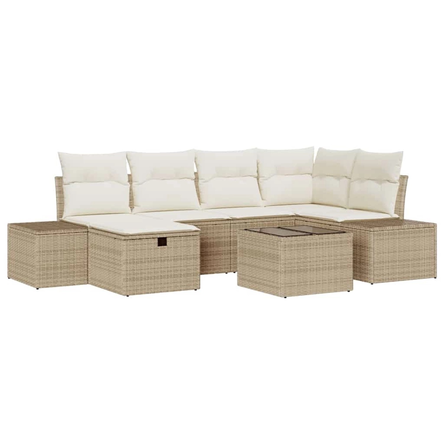 vidaXL 7-Teiliges Garten-Sofa-Set mit Kissen in Beige aus Poly Rattan 33593 günstig online kaufen
