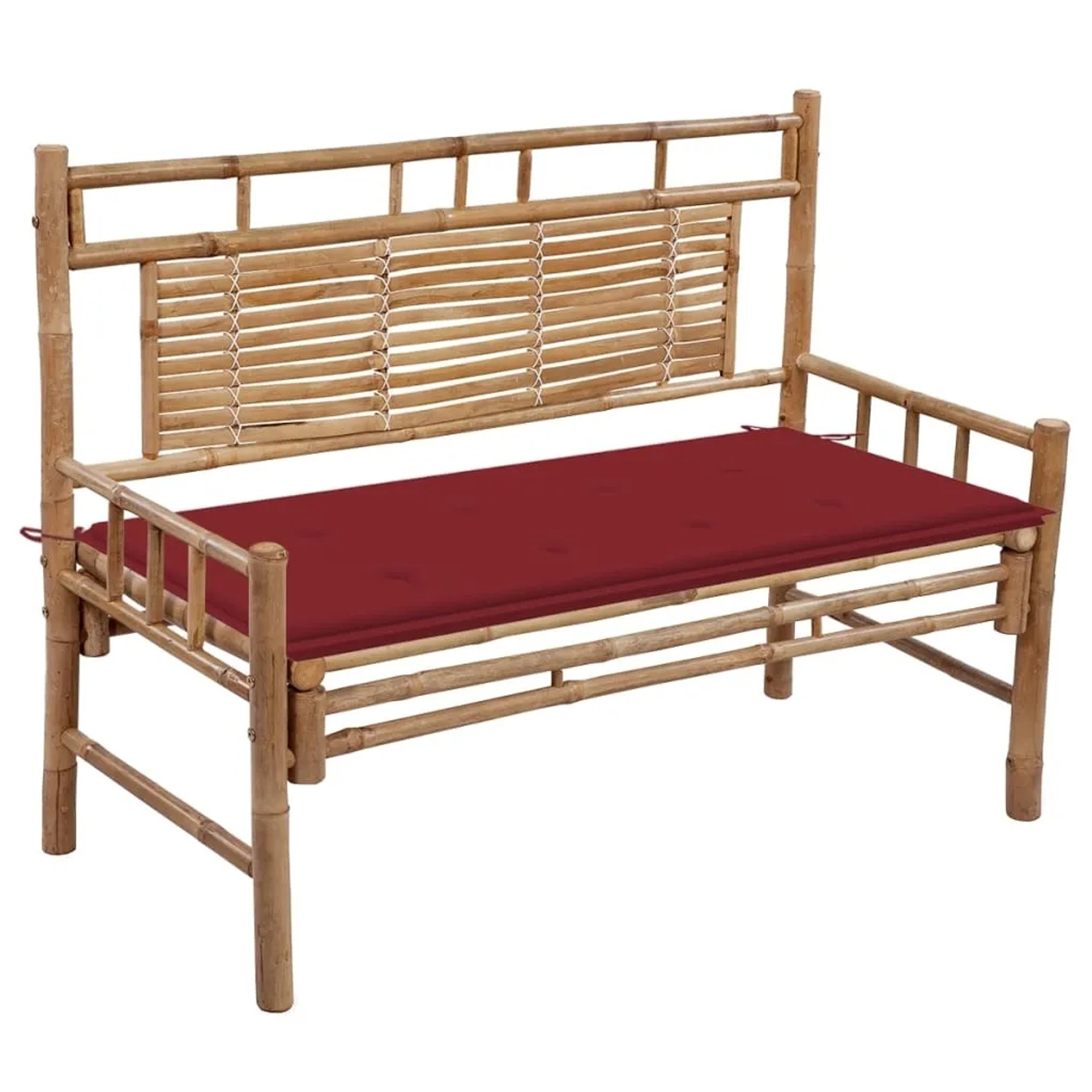 furnicato Gartenbank mit Auflage 120 cm Bambus