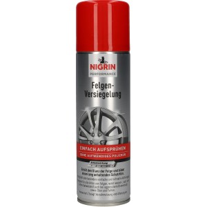 Nigrin Felgen-Versiegelung Aerosol 300ml, silberne Sprühdose mit roter Kappe.