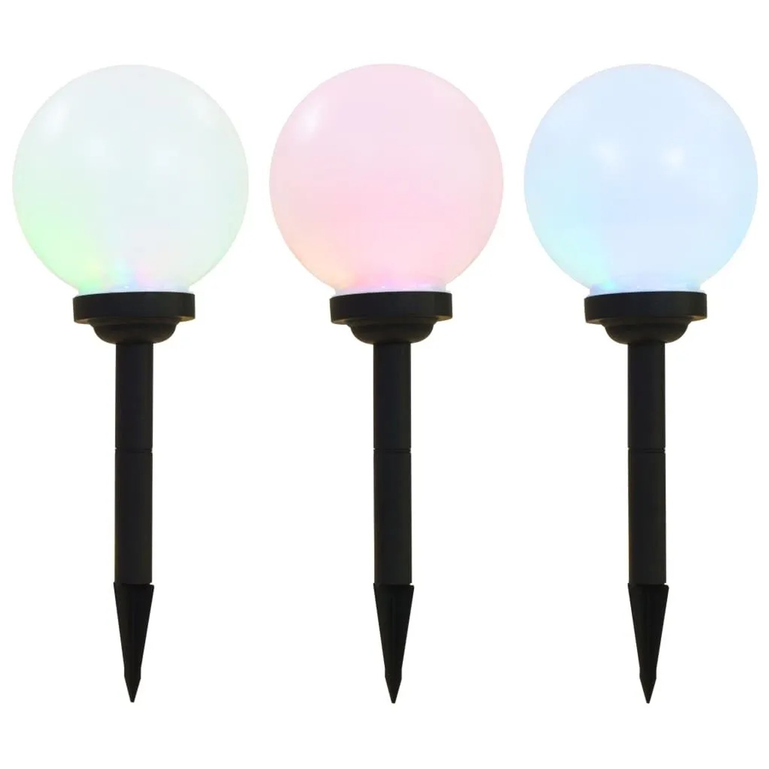 vidaXL Outdoor Solarleuchten 3 Stück LED Kugelförmig 20 cm RGB 44458