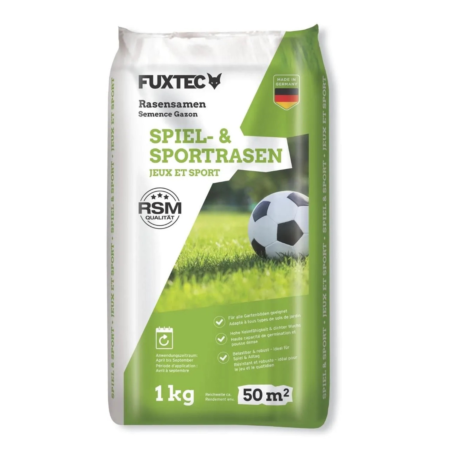 FUXTEC Rasensamen Spiel& Sportrasen FX-RSSP1 Neuund Nachsaat Belastbar & Trittfest