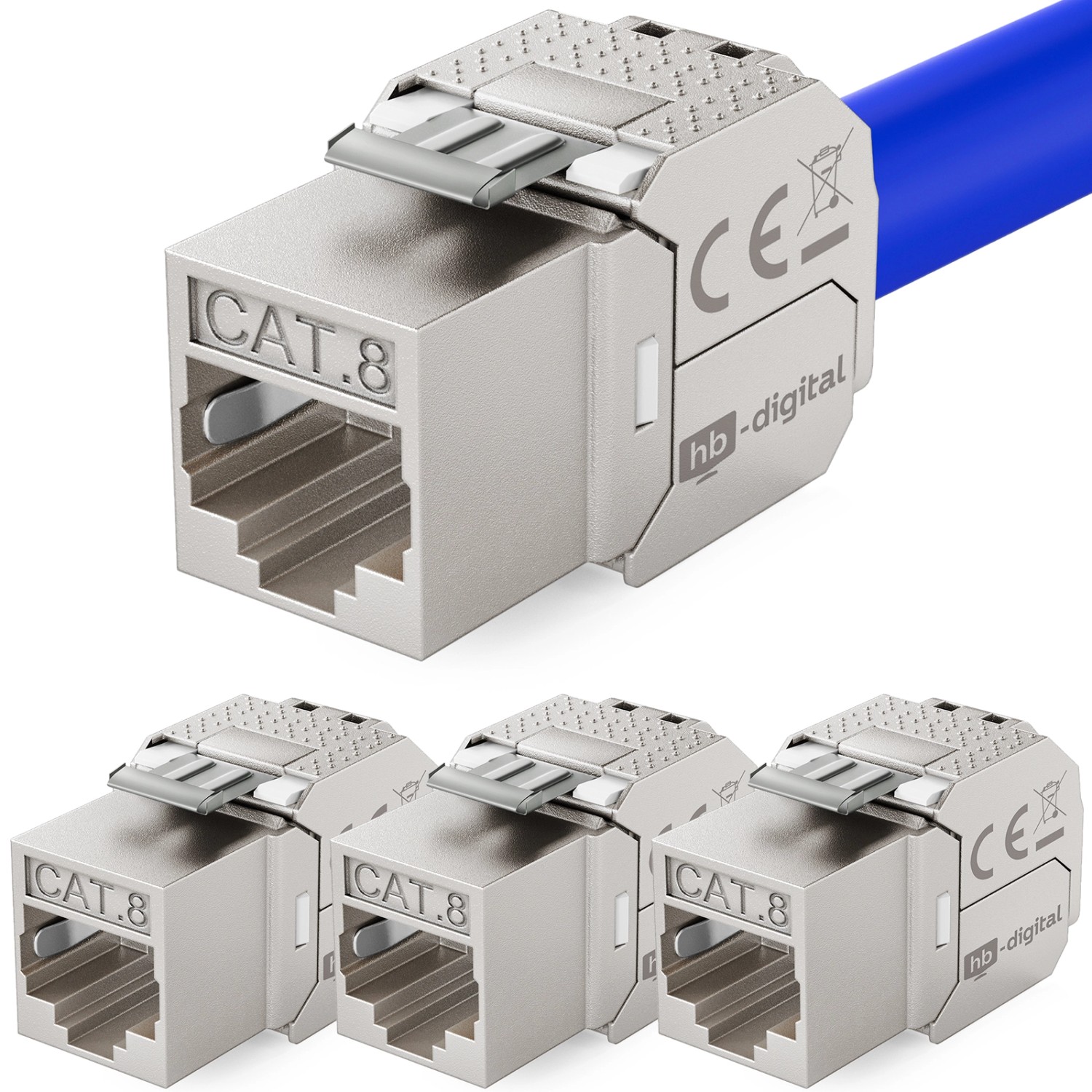 hb-digital 4x Keystone Modul CAT 8.1 RJ45 LSA Vergoldete Kontakte GHMT