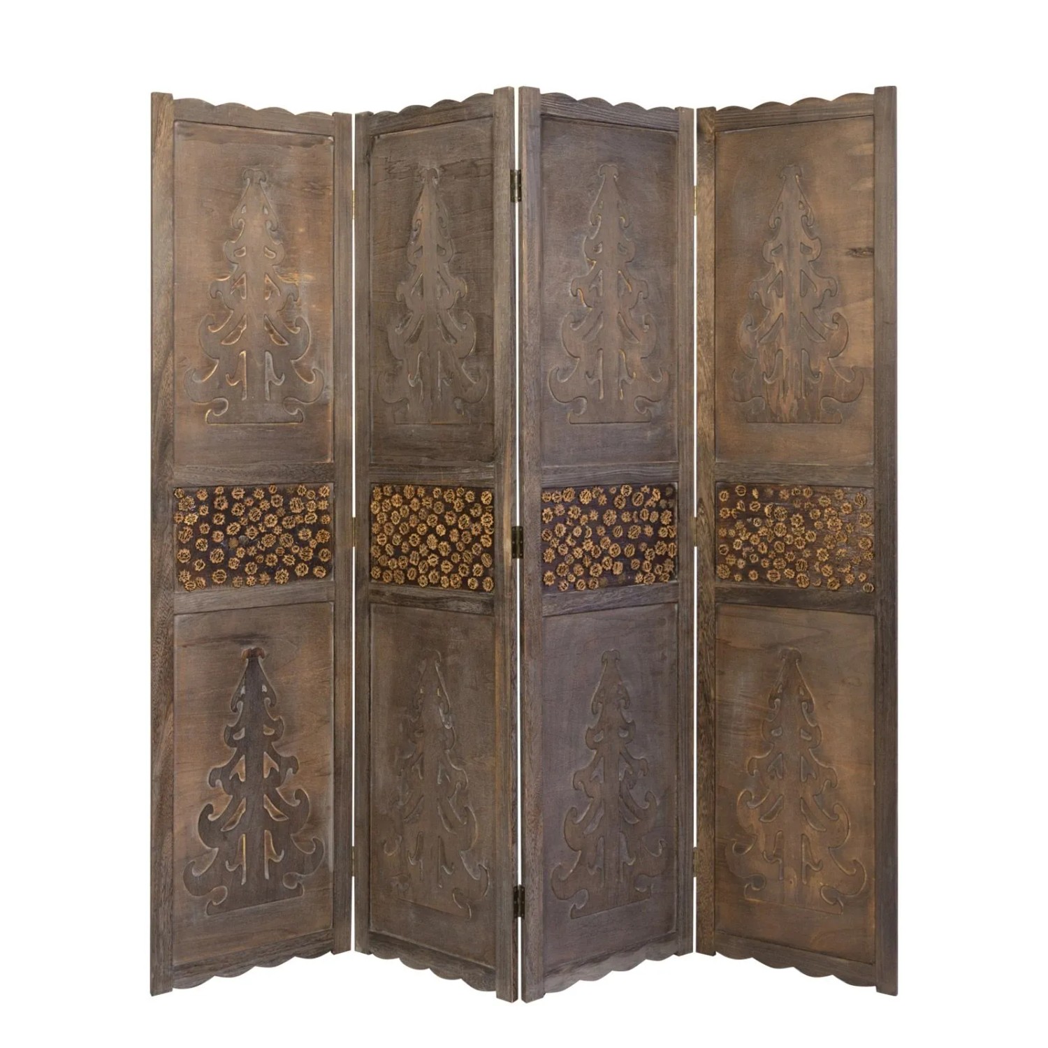 Homestyle4u 4-tlg. Paravent in Braun 160x170 cm 1361