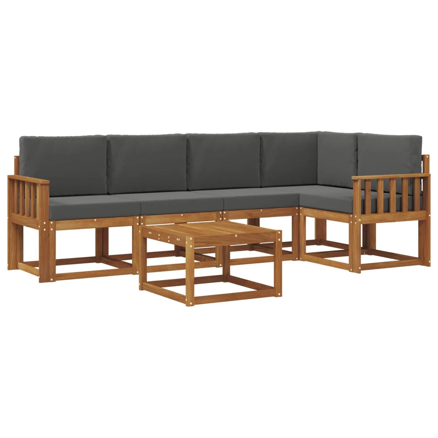 vidaXL Outdoor-Sofagarnitur mit Kissen 6 Stk Natur und Anthrazit 3366425