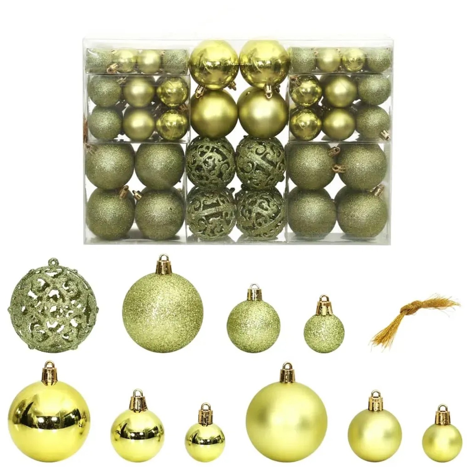 vidaXL Weihnachtskugeln 100 Stk. Hellgrün 3 4 6 cm