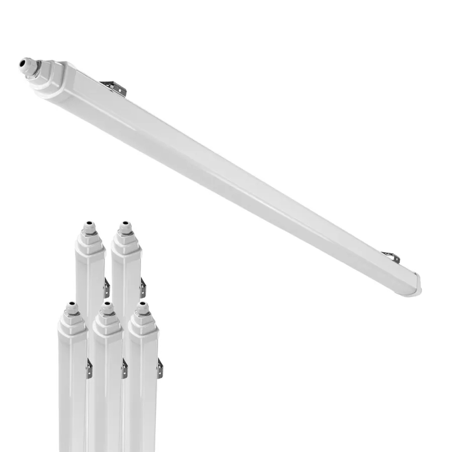 LUXULA 6er-Set LED Feuchtraumleuchte 150cm 48W 5760lm 4000K Neutralweiß IP65 IK06 Durchschleifbar