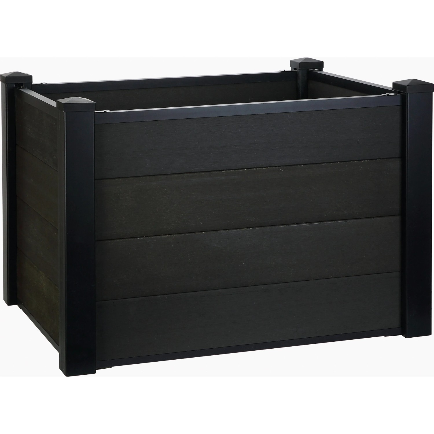 Zubehör-Set für WPC-Hochbeet in Schwarz, bestehend aus Modulen zum einfachen Zusammenbau.