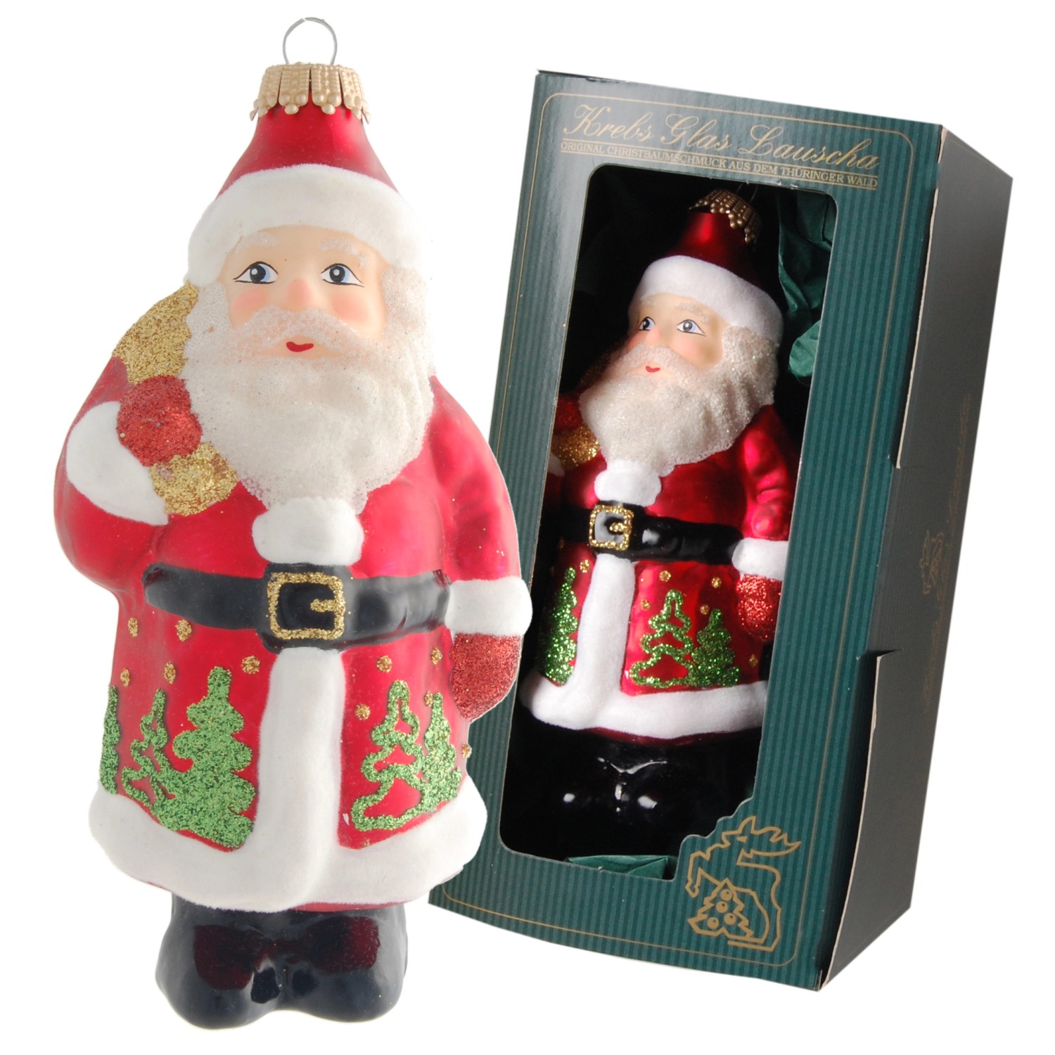 Krebs Glas Lauscha Weihnachtsornament Santa mit Beutel 1-tlg. 15cm