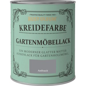 Dose Rust-Oleum Kreidefarbe Gartenmöbellack Anthrazit matt, Nahaufnahme.
