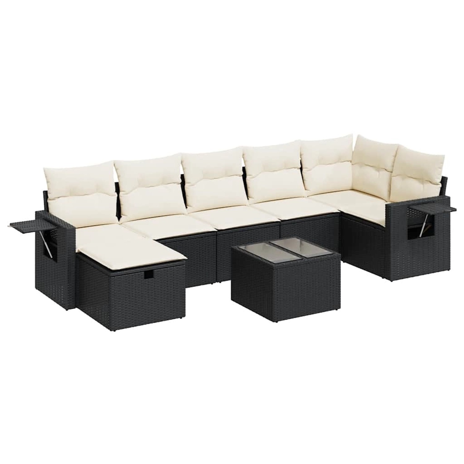vidaXL 8-Tlg Garten-Sofagarnitur mit Kissen Schwarz Poly Rattan 3325512 günstig online kaufen