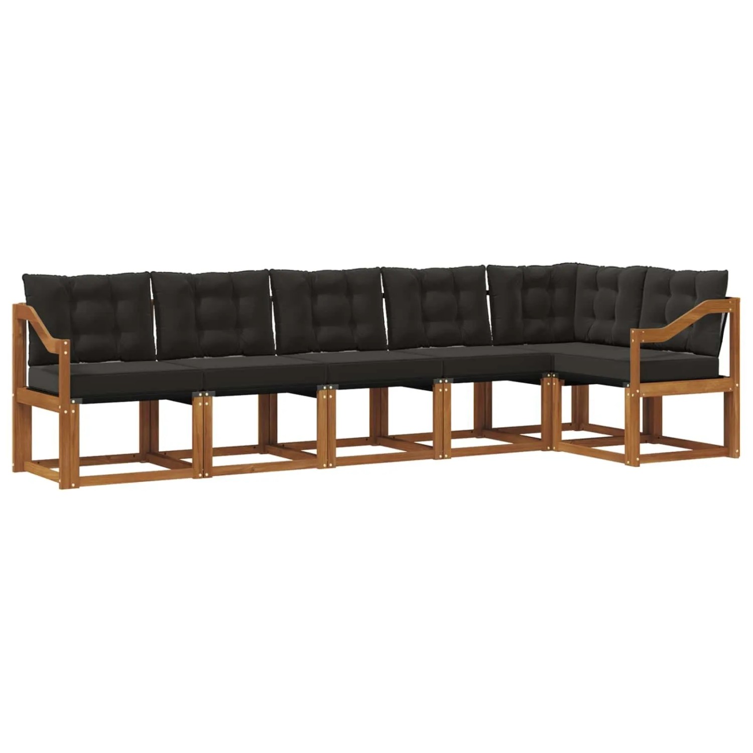 vidaXL Outdoor-Sofagarnitur mit Kissen 6-Tlg Natur und Schwarz 3368723