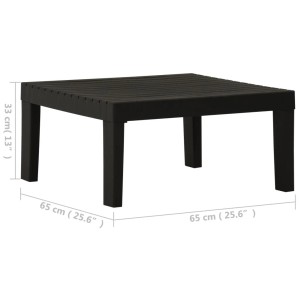Grauer vidaXL Lounge-Gartentisch aus Kunststoff, quadratisch, 65x65x33 cm.