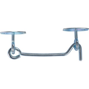Verzinkter Sturmhaken mit Platte, 5,8 mm x 120 mm, zur Fixierung von Türen und Fensterläden.