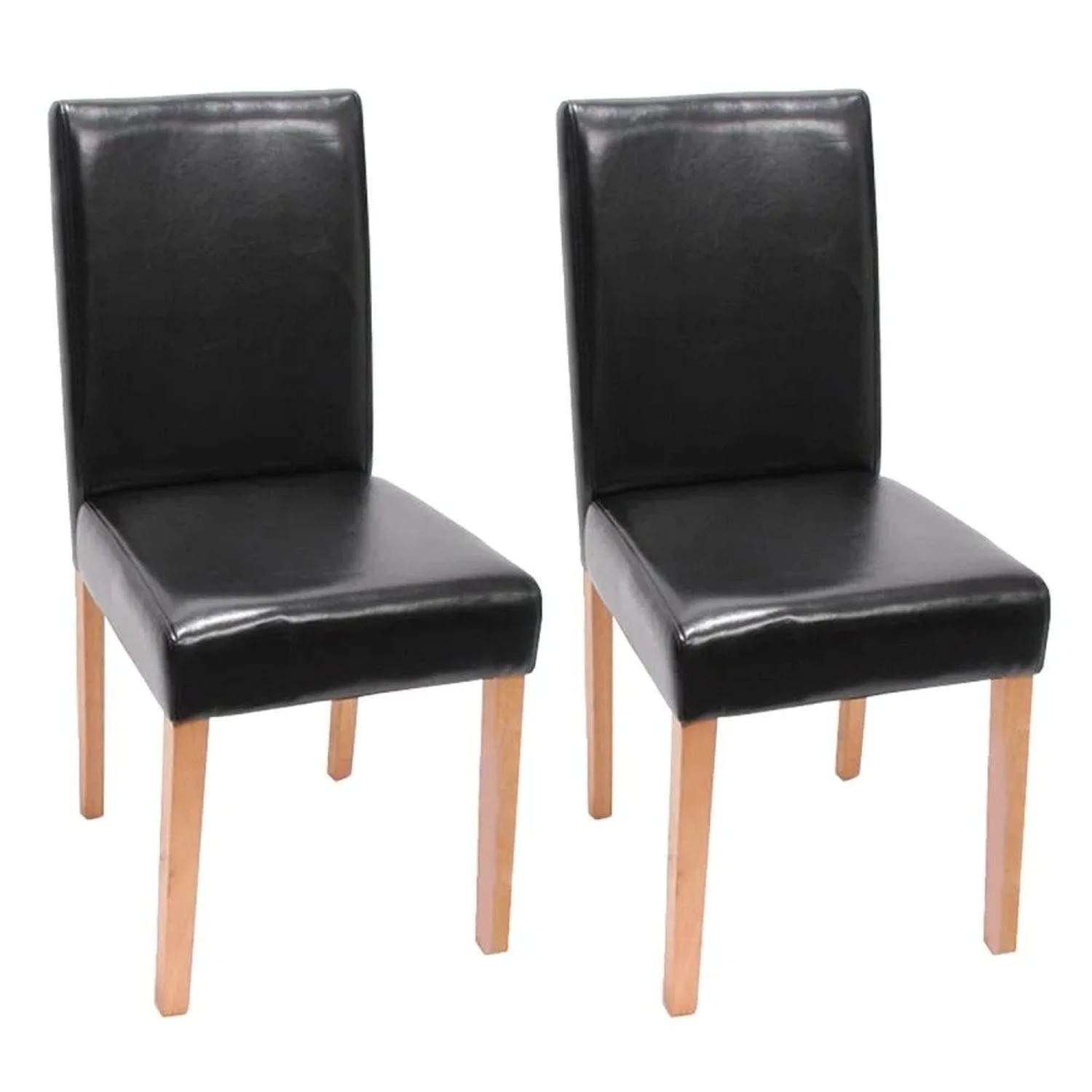 MCW Esszimmerstuhl Littau 2er-Set Leder Schwarz Helle Beine