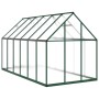 Grünes vidaXL Gewächshaus mit Aluminiumrahmen, 334x169x195 cm, ideal für den Hobby-Gartenbau.