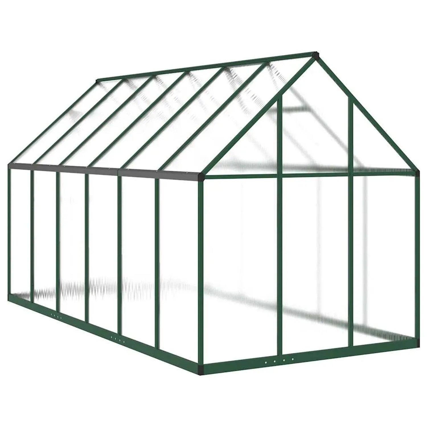 Grünes vidaXL Gewächshaus mit Aluminiumrahmen, 334x169x195 cm, ideal für den Hobby-Gartenbau.