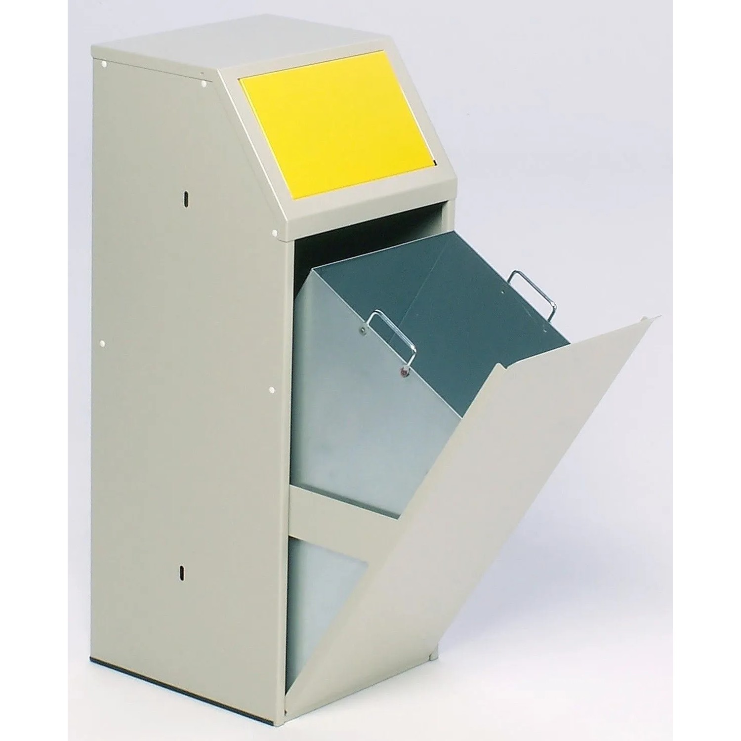 PROREGAL Robuster Wertstoffsammler Mit Einwurfklappe Für Wertstoffe Stationär 69 Liter HxBxT 103 x 45,5 x 45,5 cm Verzinkter Stahl Gelb