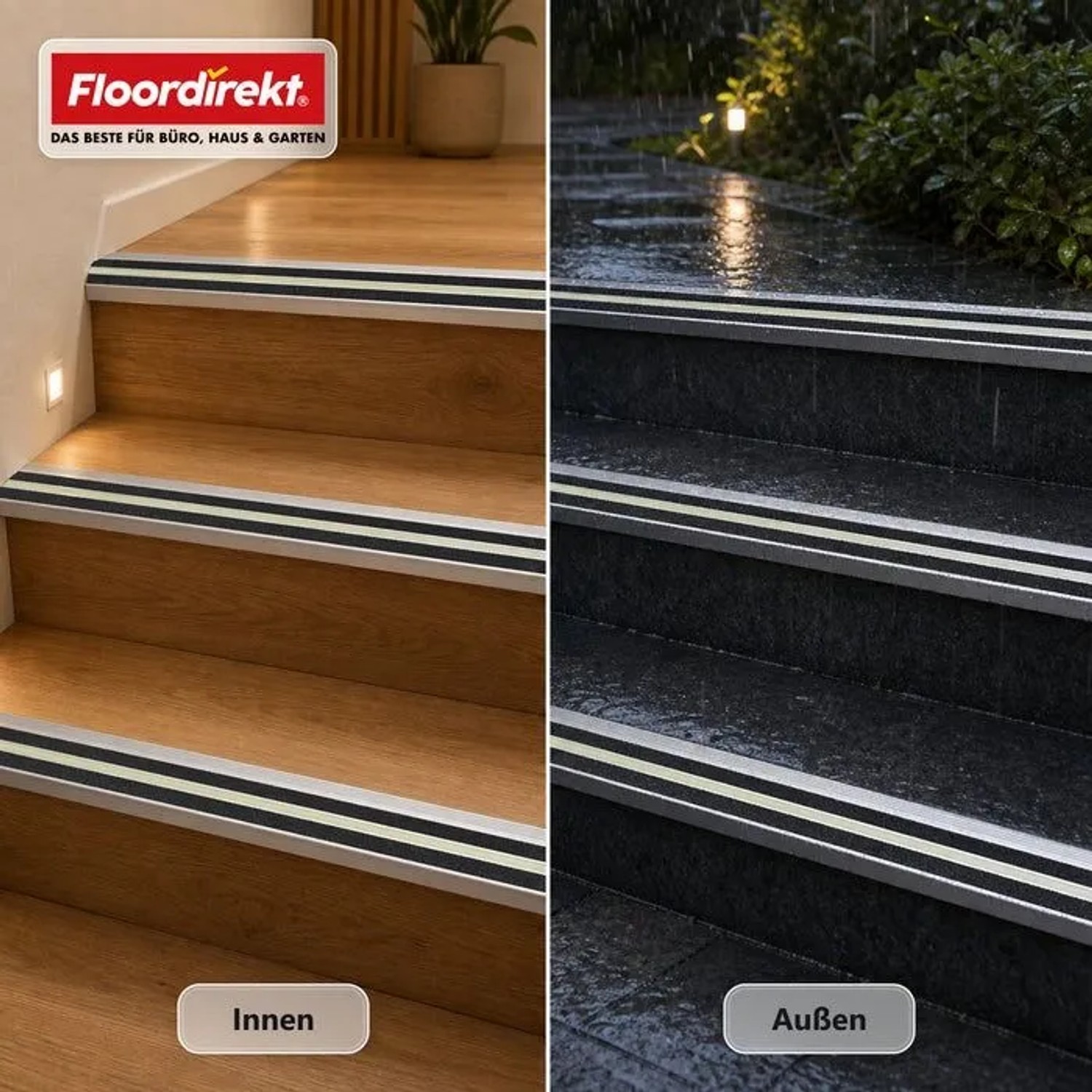 Floordirekt Treppenkantenprofil Aura Aluminium Anti-Rutsch-Profil Fluoreszierend 134 cm_9