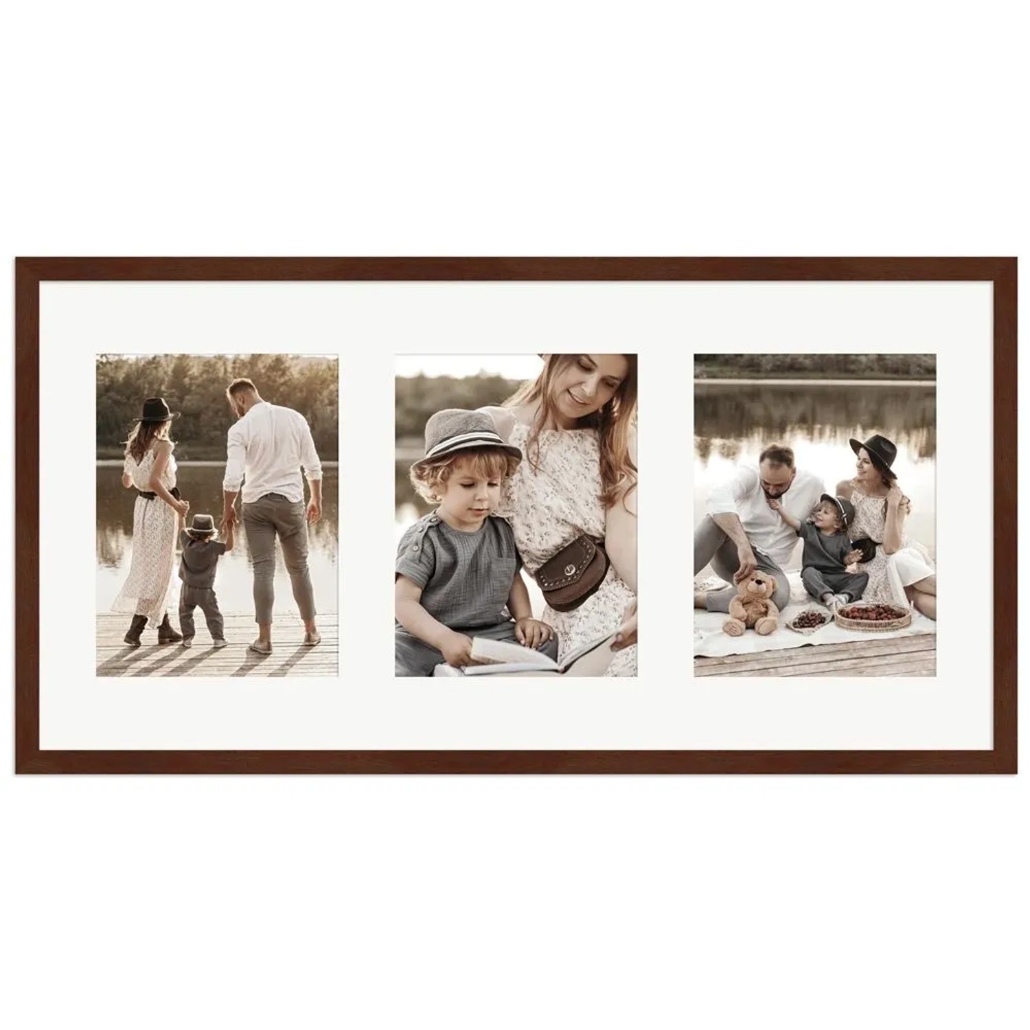 WANDStyle Galerierahmen G950 in Nussbaum-Optik 30 x 60 cm für 3 Bilder im Format 15 x 20 cm