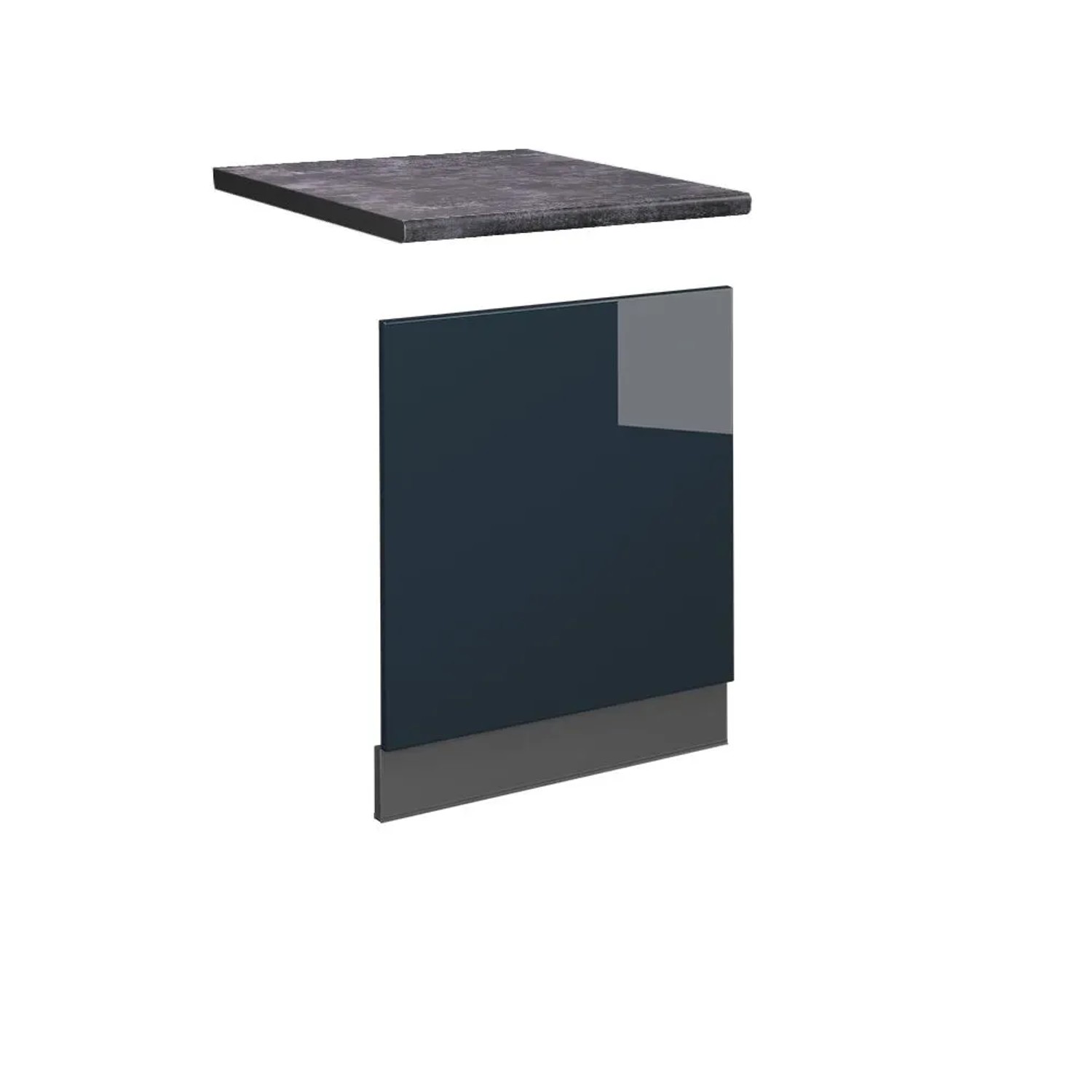 Vicco Frontblende Fame-Line Geschirrspüler Fronttür DunkelBlau Hochglanz 60 cm AP Anthrazit mit Anthrazit Korpus