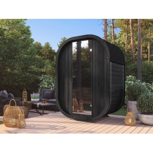 Fjordholz Fass-Sauna Modell Luxe Micro Black Edition Bausatz