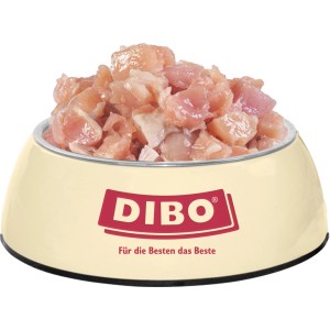 Dibo Geflügel Barf- und Frostfutter im Napf, geeignet für Hunde und Katzen.