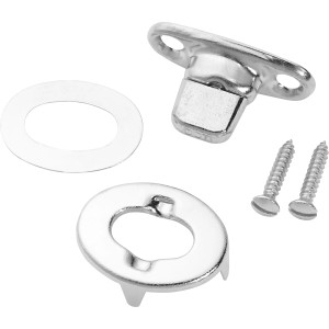 LUX Drehverschluss mit Platte, Öse und Schrauben zur Planenbefestigung.