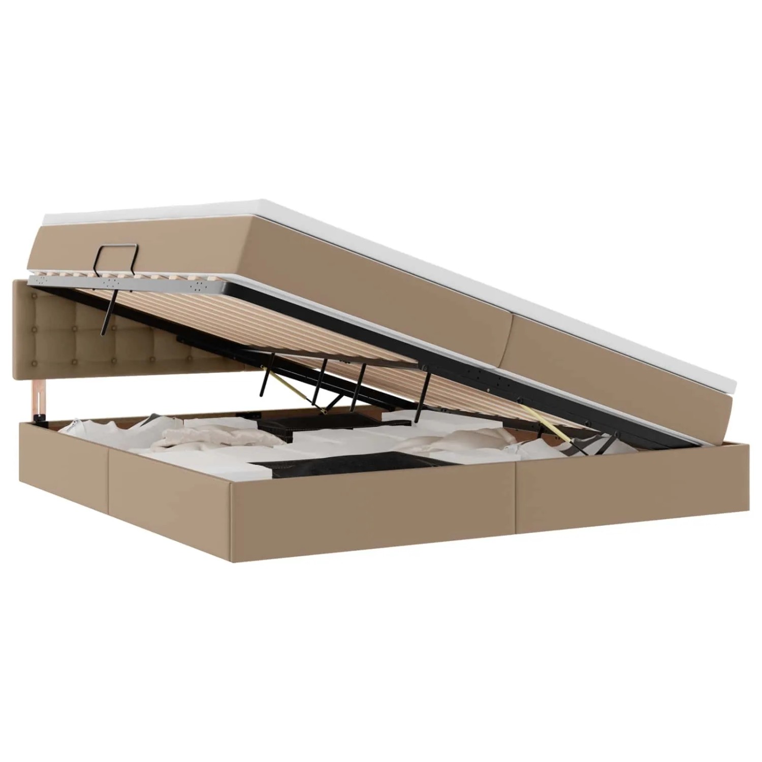 vidaXL Bett mit Stauraum und LED Hellgrau 200 x 200 cm Kunstleder 3371048