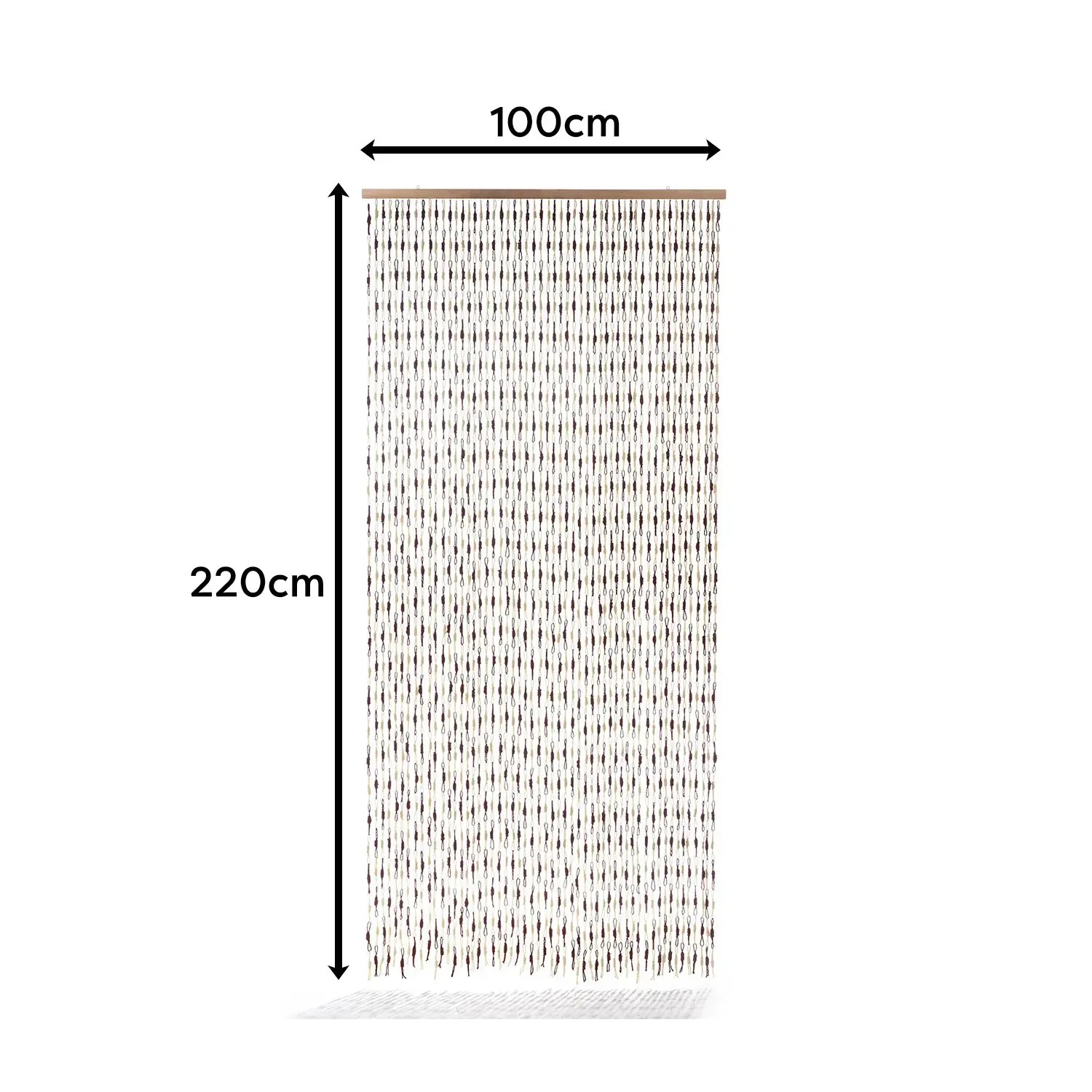 Kobolo Türvorhang aus Papier, beige-braun, 100x220 cm, mit 55 Strängen als Deko und Insektenschutz.