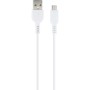 Weißes Schwaiger USB-A zu Micro-USB Kabel zum Laden und Synchronisieren.