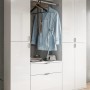 Inn.Furn Garderobenschrank SystemX, weiß hochglanz, 152 cm breit, mit Fächern und Kleiderstange.