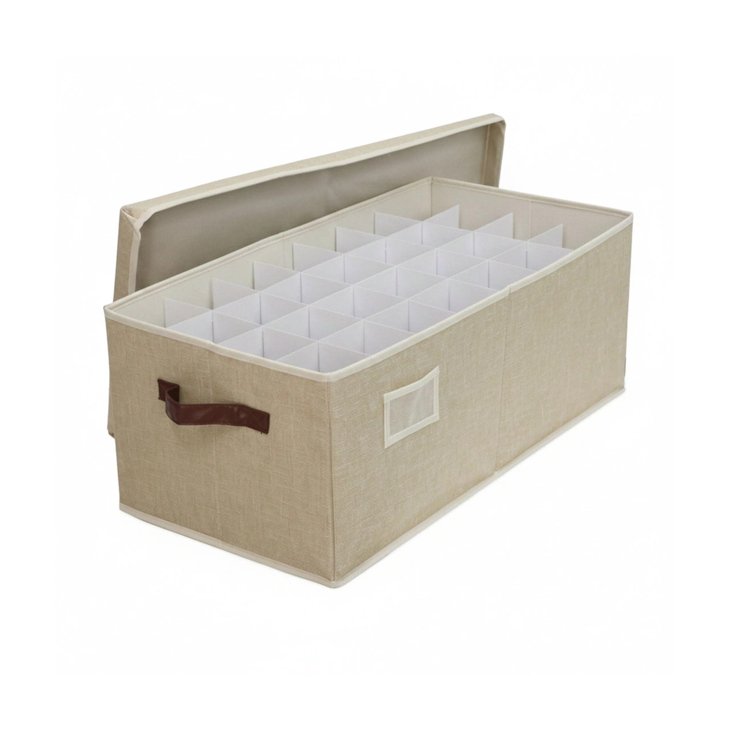 Relaxdays Weihnachtskugel Aufbewahrungsbox Polyester Pappe Kunststoff Beige Verstellbar 26 cm x 66,5 cm x 33 cm